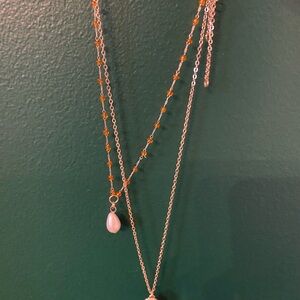 Urban Outfitters Gold and Orange Beaded Layering Necklaces